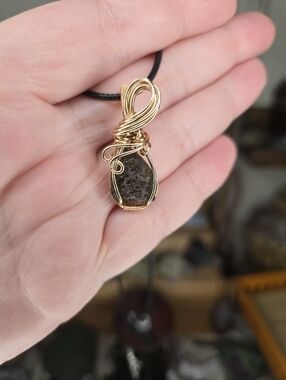 Moldavite 14k Gold Filled Wire Wrap Crystal Pendant